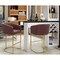 Iconic Home Tahiti Bar Stool or Counter Stool Chair PU Leather Upholstered Shelter Arm Design Half-Moon Goldtone Solid Metal